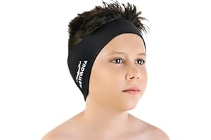 AqtivAqua Swimming Headband Swim Ear Band Protection Cover Swim Headband for Kids Adults Men Women Toddlers Ear Plugs in (Color: Black, Size: Medium)