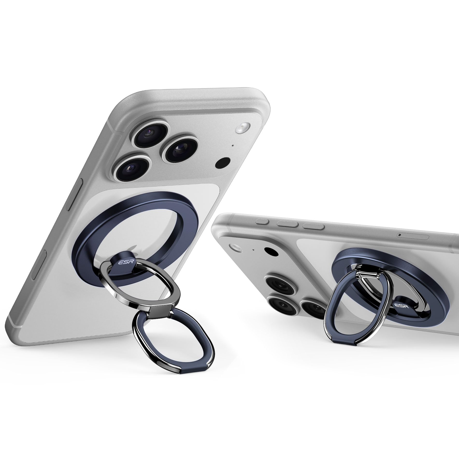 Photo 1 of ESR Magnetic Phone Ring Holder, for MagSafe Ring Holder, Magnetic Phone Grip with Adjustable Stand, Compatible with MagSafe Phone Grip, for iPhone 17/16/15/14/13/12, S25, Pixel 10, Blue Titanium
