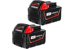 rebicacate Replace for All Milwaukee M18 Battery 48-11-1850 48-11-1840 M18 M18B Cordless Power Tools, Compatible with Milwaukee 18V Battery Lithium-Ion 2 Packs