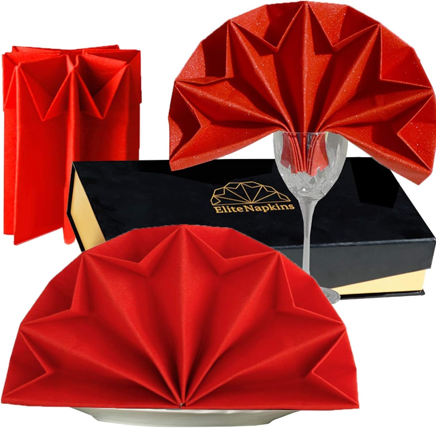 Paper Napkins PRE Folded Christmas centerpieces for dining