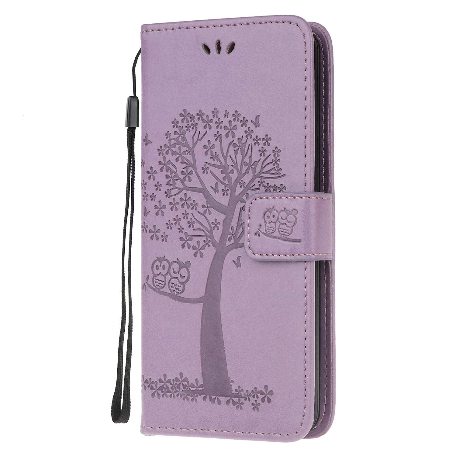Reevermap Samsung Galaxy S20 FE Case Flip Shockproof Wallet Phone Case PU Leather Owl Tree Embossed Magnet Cover for Samsung Galaxy S20 FE/ S20 FE 5G with Kickstand Card Holder, Light Purple