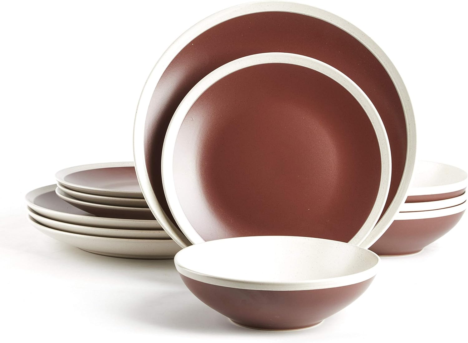 HomeVss Rock Ridge Speckled Stoneware Dinnerware Set (12pc