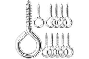 ACCZIO 10PCS 2.5 inches Screw Eyes M6 304 Stainless Steel Eye Screws, Heavy Duty Screw, Eye Hooks Screw Eye Bolts Eye Hooks Screw, Indoor & Outdoor Uses (10, M6-2.5inch)