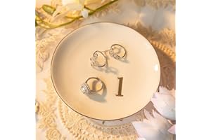 COMMGOAL Ceramic Ring Holder for Jewelry, Jewelry Tray, Ring Dish, Aesthetic Room Decor, Engagement Gifts Bride Gifts Wedding Gifts for Women, White, 4.75"(L)