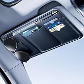 Tmengdao Car Visor Organizer, Premium Leather Sunglasses &amp; Card Holder for Cars, Registration/Insurance Slot, Credit Card Pockets, Automotive Interior Organizer for Car Sun Visor (Black Leather)