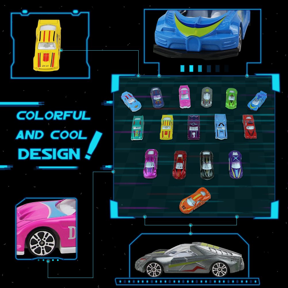 Nuheby Kids Toys 16pcs Toy Cars Car Model Boys Cars Car Girls Colorful and Cool Design Metal Car Plastic Car Miniature Cars for Kids 3 4 5