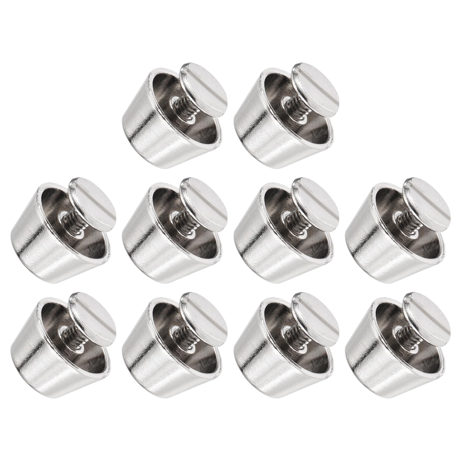 METALLIXITY Screw Back Stud Spike (12x7mm) 10pcs, Flat Head Stud Rivets - for Leather Crafts Purse Bags, Silver Tone