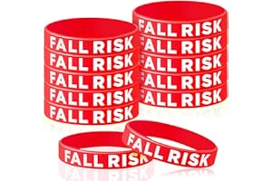 Sumind 12 Pcs Fall Risk Bracelet Emergency Alert Wristband for Elderly Patient Wristbands Fall Risk Silicone Rubber Bracelets for Men Women Old People Gifts(Red)