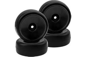 HIRCQOO Plastic Wheel Rims 12mm Hex Hub & Rubber Tires w/Foam Compatible with HSP Tamiya HPI Kyosho 1/10 On-Road Touring Car WLtoys 1/14 144001 RC 1/18 A959B Buggy (Black)