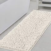 H.VERSAILTEX Bathroom Rugs Bath Mats Non Slip Chenille Bathroom Runner Rug 47x17 Extra Soft and Absorbent Shaggy Rugs Washable Dry Fast Plush Area Carpet Mats for Bath Room, Tub - Ivory