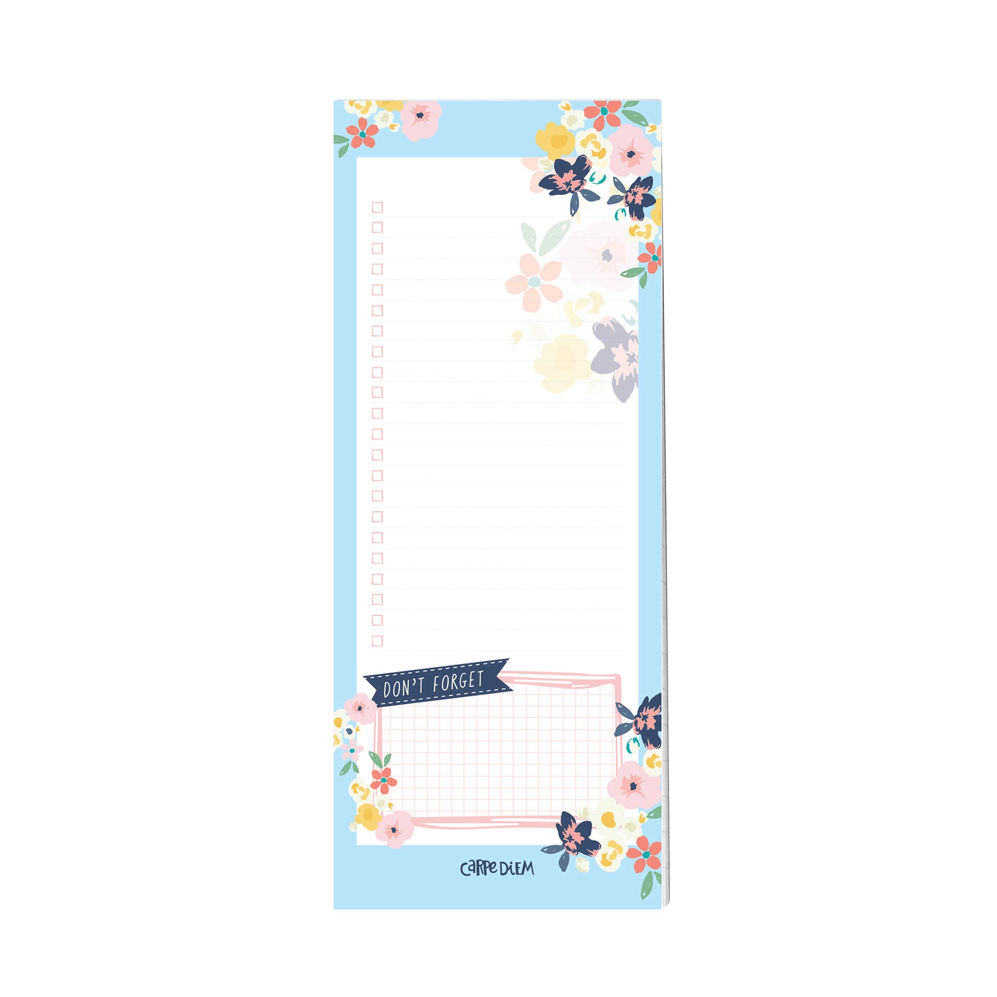 Pukka Pad, Carpe Diem to-Do List Magnetic Pad, Memo Pad for Grocery, Shopping Lists, 60 Sheets, 18 x 9 cm, Ditsy Floral