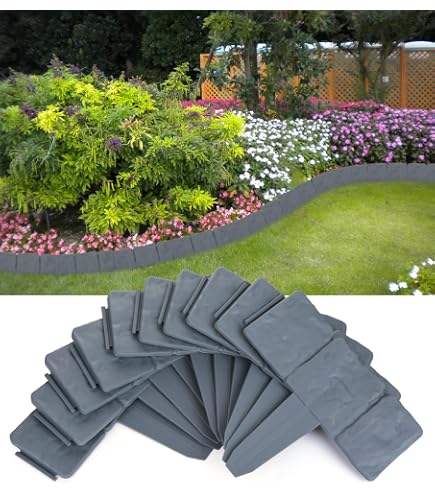 Geetery 50 Pcs Landscape Edging Border Garden Edging Borders Plastic No Dig Landscape Edging