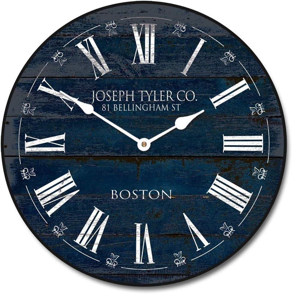 Barnwood Navy Blue Large Wall Clock | Ultra Quiet Quartz Mechanism | Hand Made in USA Beautiful Crisp Lasting Color | Comes in 8 Sizes | 30-Inch