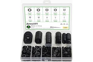 AVRESTYPT 1100 Pcs 9 Sizes Flat Washers for Screws Bolts Black Metal Assorted Washers M2 M2.5 M3 M4 M5 M6 M8 M10 M12 for Furniture Mechanical Repairs