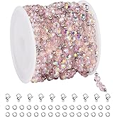UMAOKANG 13 Feet Pink Crystal Chain for Jewelry Making Stainless Steel Bulk Chains on Spool