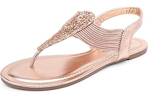 DREAM PAIRS Women's Elastic Strappy String Thong Ankle Strap Summer Gladiator Sandals