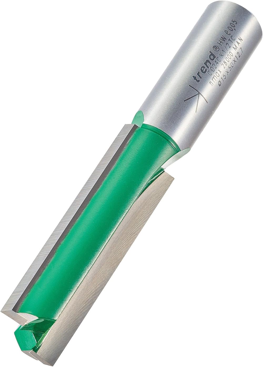 Trend CraftPro Straight Two Flute Router Cutter Bit 1/2in Shank 15mm Dia