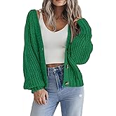 Zeagoo Women's 2026 Fall Chunky Knit Cardigans Open Front Long Sleeve V Neck Button Loose Cardigan Sweaters