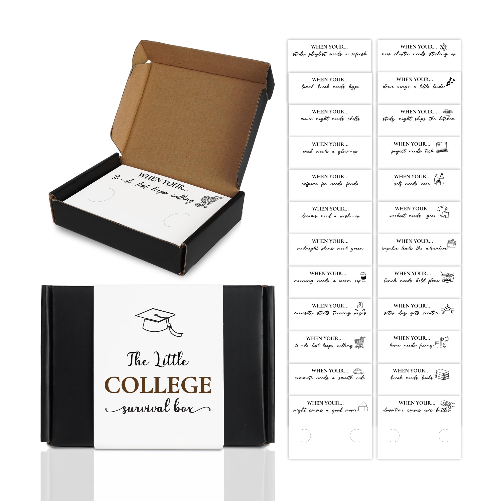 Photo 1 of 24 Pcs College Survival Gift Cards Box 2025, Graduation Open When Gifts Card Holder, Money Holder, College, High School Graduation Gifts Her Him, University Students Leaving Home Going Away Presents