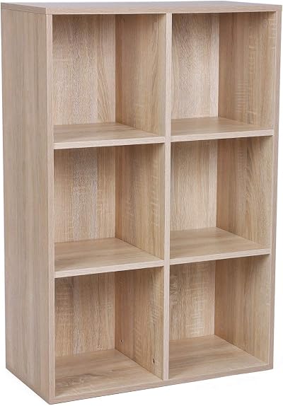 VASAGLE Bookcase 6 Compartment Shelf Oak LBC203H Standing Storage