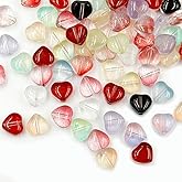 Mixed Glass Heart Beads, 120Pcs Heart Crystal Spacer Loose Beads Colorful Small Hole Bead for Women DIY Jewelry Making Craftings Bracelets Necklaces Earrings Beading Projects