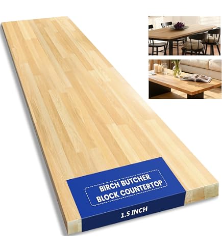 Amazon.com: Butcher Block Countertop, Solid Wood Table Top - 3ft Unfinished  Birch Work Bench Top Cut to Size for DIY Desktop/Washer Counter/Office Desk/Kitchen  Island/Living and Dining Room Tables 36x25x1.5 in : Home