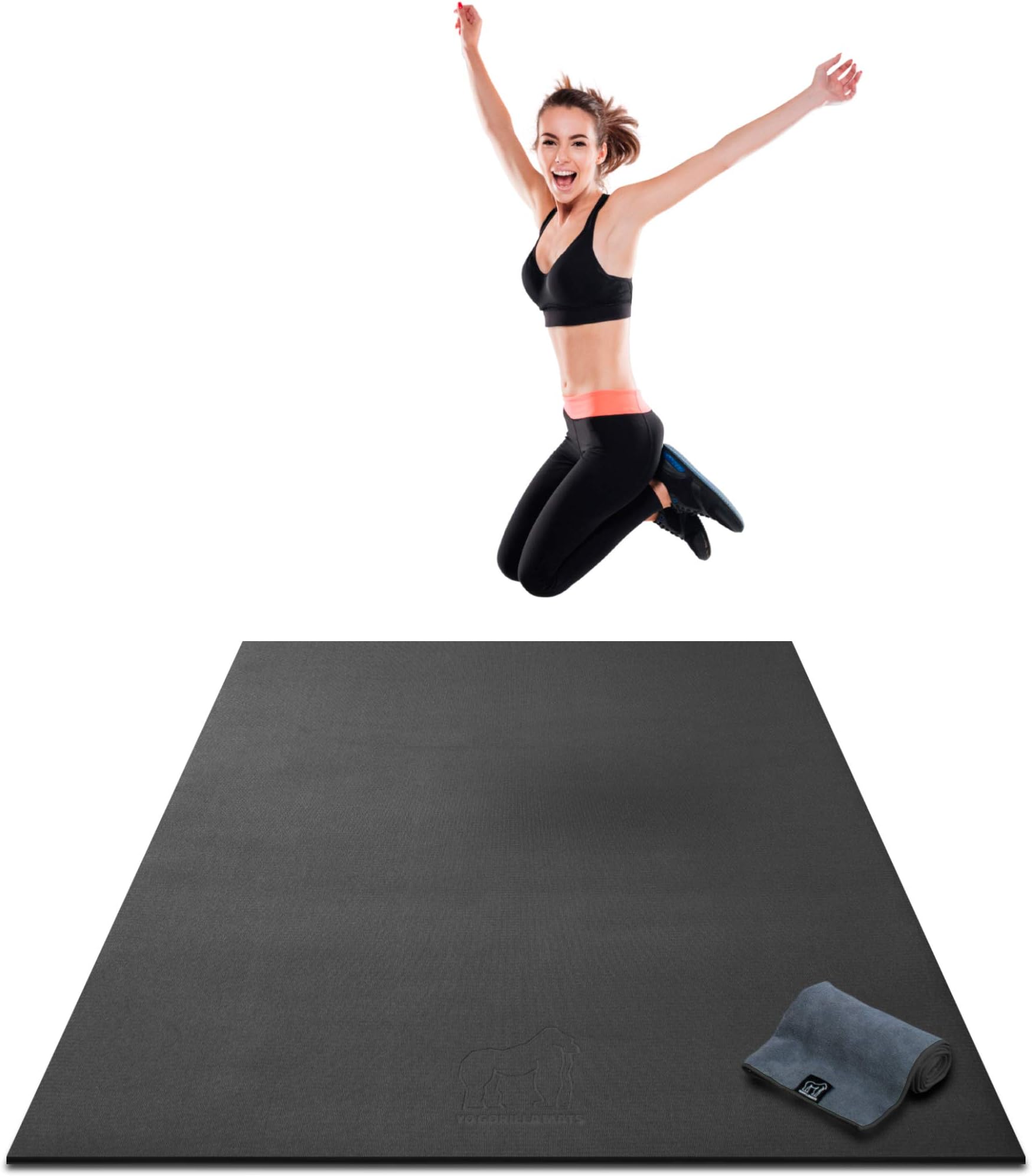 Premium Extra Thick Large Exercise Mat - 7' x 4' x 8mm Ultra Durable, Non-Slip, Workout Mats for Home Gym Flooring - Cardio, Plyo, MMA, Jump Mat - Use with or Without Shoes (84" Long x 48" Wide)
