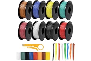 DEKIEVALE 22 AWG Stranded Wire Spool, 16.5ft Each in 8 Colors - Silicone Electrical Tinned Copper Wire, 22 Gauge Flexible Hook Up Wire Kit for DIY, Automotive, Home, and Power Wiring