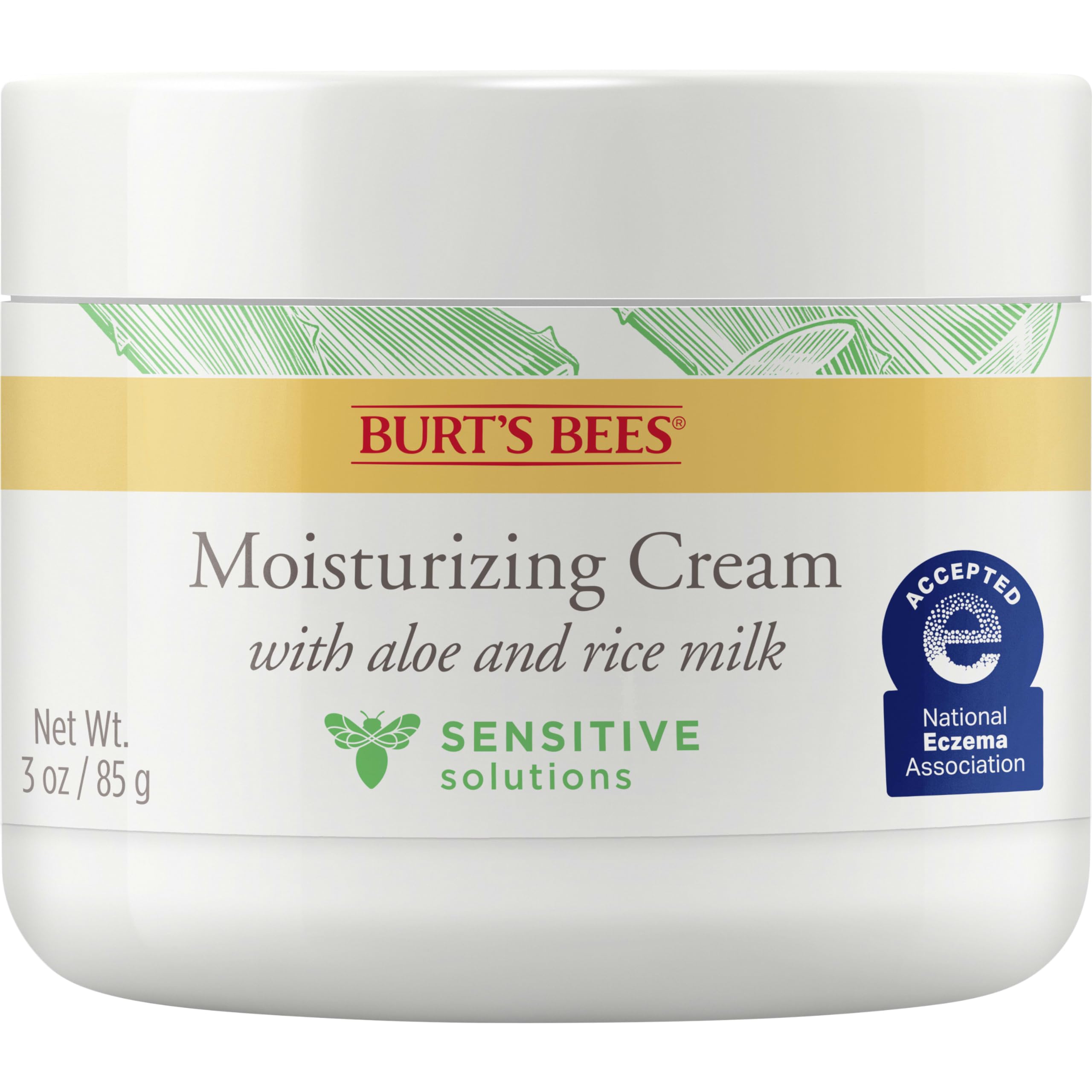 Photo 1 of Burt's Bees Sensitive Moisturizing Cream, Mothers Day Gifts for Mom, With Aloe Vera and Rice Milk, Face Moisturizer for Sensitive Skin, 98.8 Percent Natural Origin Skin Care, 3 oz. Package