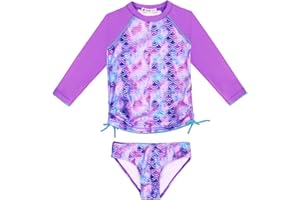 weVSwe Girls Rash Guard Swimsuit Rare Hem Cuffs Bathing Suit UPF 50+ Protection