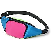 80s Fanny Pack Lightweight Retro Waist Bags Two Pockets Vintage Adjustable Belt for Holiday Travel Festival Theme Party Running Cycling Women Men