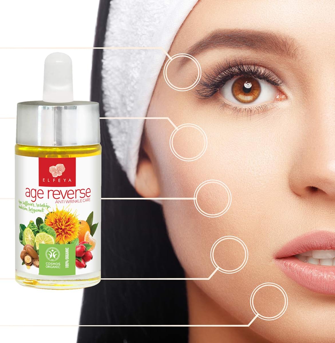 Elfeya Cosmetics Age Reverse Anti-wrinkle Face And Neck Serum. 100% Organic Anti Aging Serum For Face And Neck. Helps Reduce The Appearance Of Puffiness - Image 4