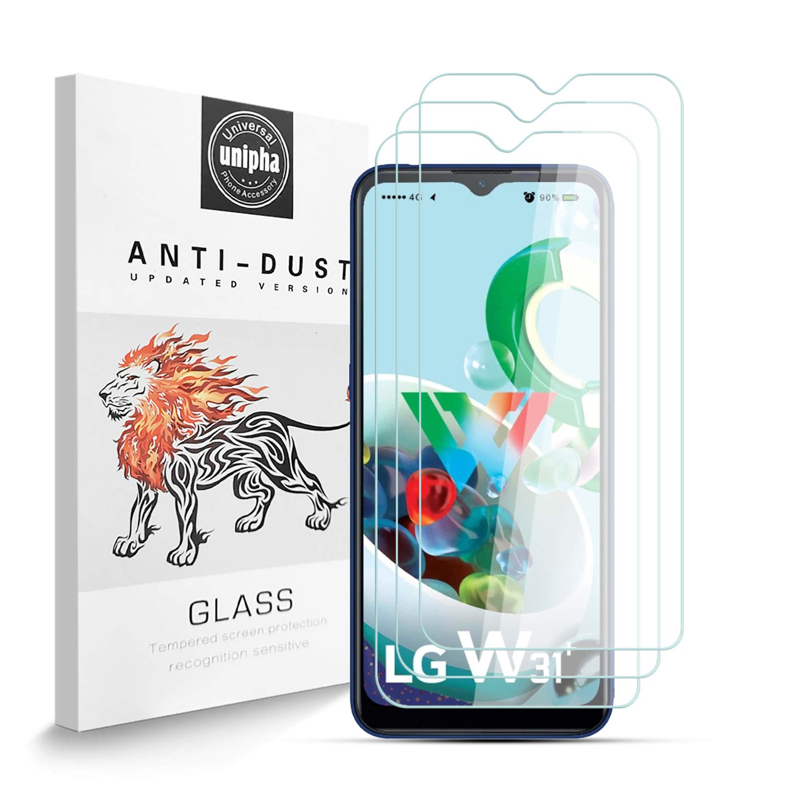 Zidwzidwei Screen Protector for LG W31+ [3 Pack], 9H Hardness Tempered Glass, 2.5D High Definition Film, Bubble Free, Scratch Resistant LG W31+ Screen Protector