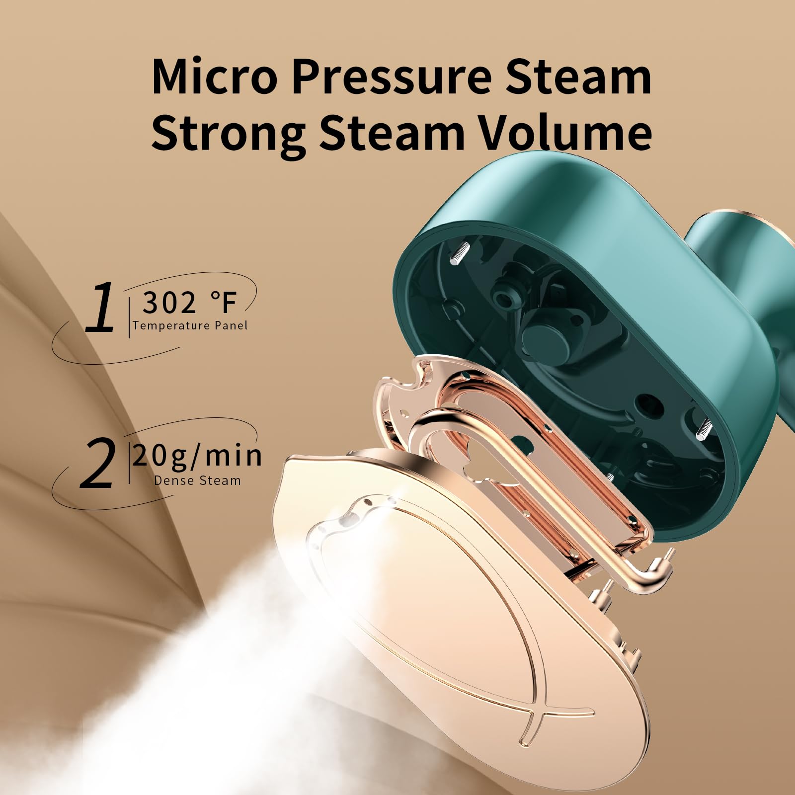 Travel Steamer for Clothes -1000W Small Steam Irons Foldable for Wrinkle Removal, Compact Portable Mini Steamer for Clothes Travel College Dorm Office Home Garment Steamer for Clothes 120V