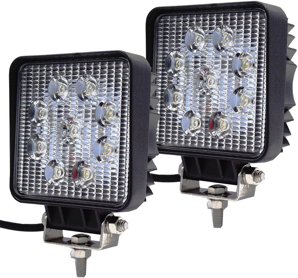 JAHURD 27W LED Light Bar Flood, 2PCS 4 inch Work light bar Square LED Driving Fog Light Off-road Lights 12v for Jeeps ford Truck 4x4, Utv, Buggies, Atv, Suv,Boat, Motorcycle-Waterproof IP67