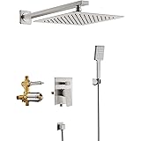 SOKA 10 Inches Rain Shower System Shower Faucets Sets Rain Shower Head And High Pressure Handheld Shower Head Square Shower C
