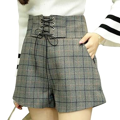 Amazon ノーブランド品 ショートパンツ ハイウエスト チェック Amazon ノーブランド品 ショートパンツ ハイウエスト チェック