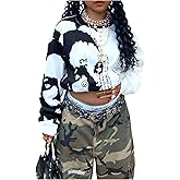 Milumia Women's Figure Graphic Sweatshirts Crew Neck Long Sleeve Loose Pullover Tops Streetwear