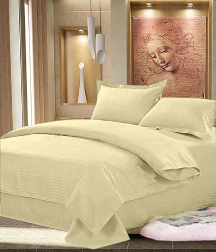 JBG Home Store Cotton Double Bedsheet With Pillow Covers-Beige