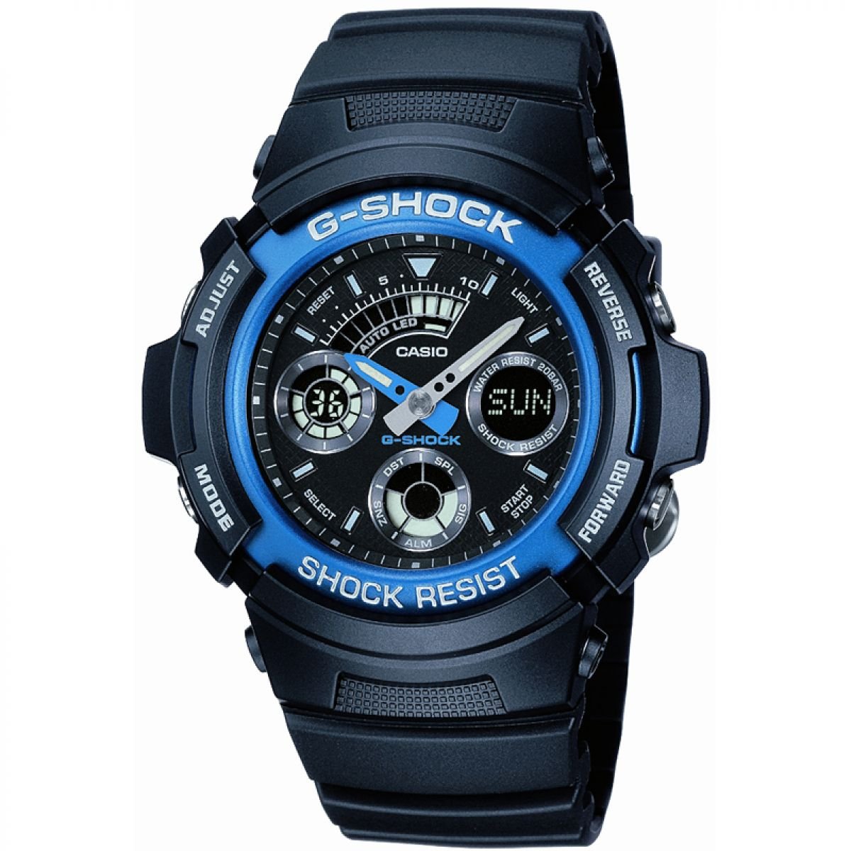 Casio Gents 46.00mm Quartz Watch with Black Analogue - Digital dial and Black Rubber Strap Strap AW-591-2AER