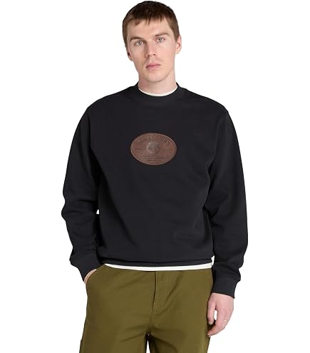 Timberland Men's New Box Fit Badge Crew Neck, Black Forest Green