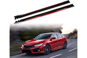 KEEPDSGN 78-3/4" Universal Car Side Skirt Wide Body Kit 200CM Extension Rocker Panel Splitters,Black+Red Line B