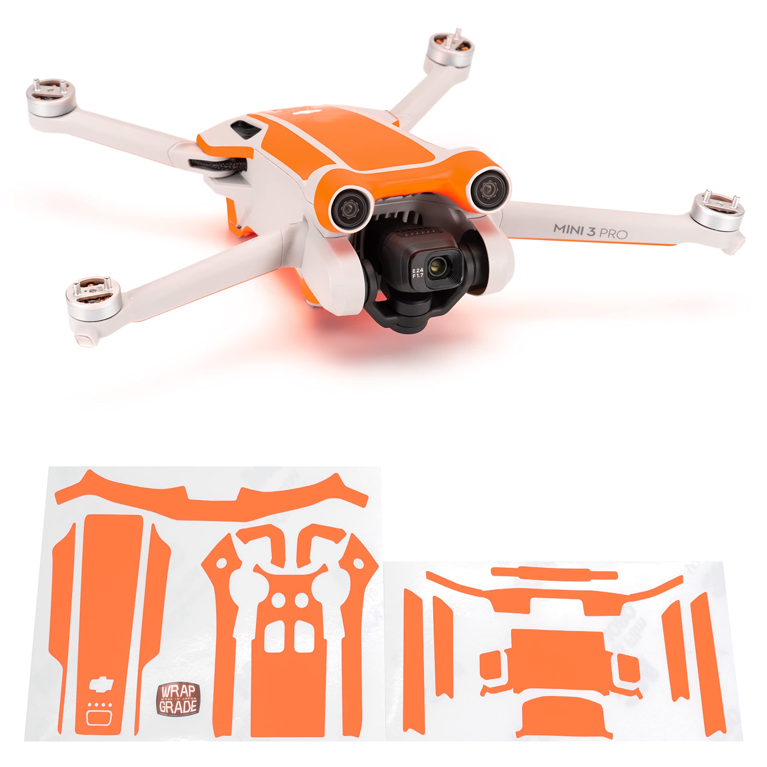 WRAPGRADE Skin Stickers compatible with DJI Mini 3 Pro | Accent Color (NEON ORANGE) — image 1