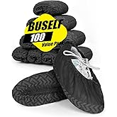 Buself X-Large 100 Count Shoe Covers Disposable Non-Slip, Premium Cloth Boot Covers, Slip-resistant, Durable, Breathable, Non-toxic, Recyclable, Stretchable Fits Up to Size 13 US Men - Black