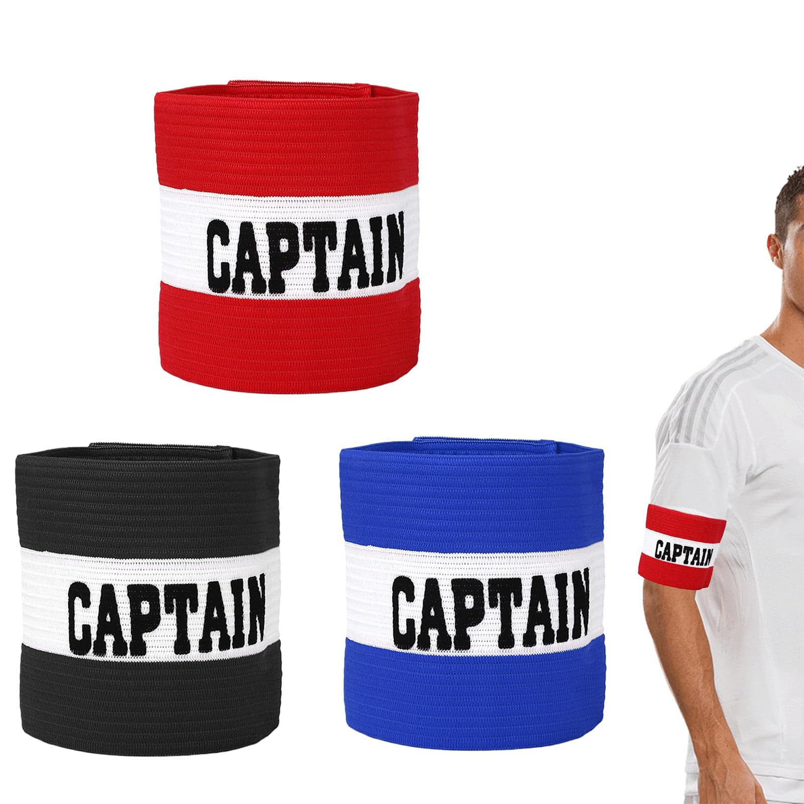 3PCS Captains Armband Adjustable Football Captain Arm Band Kids Multicolor Elastic Sports Arm Band Captain Armbands Arm Bands for Football Training, Adult & Youths