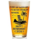 Zunaked Retirement Gifts for Men 2026 - Premium Beer Glass Retired Gifts for Dad, Mom, Grandpa or Husband - Best Retirement Gift for Coworker, Boss, Friend - 16 OZ Beer Glass