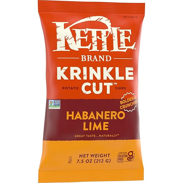 KETTLE BRAND POTATO CHIPS, KRINKLE CUT, HABANERO LIME KETTLE CHIPS, 7.5 OZ