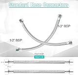 XIFIRY Pair 1/2 inch BSP Flexible Hoses 300mm Stainless Steel view 3