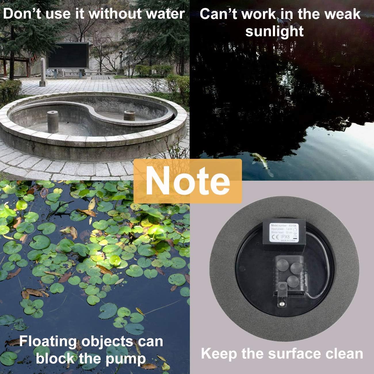 Solar Fountain Pump for Bird Bath Outdoor Water Fountain Pump Solar Fountain Pump for Bird Bath Outdoor Water Fountain Pump (Without Battery): Home Improvement