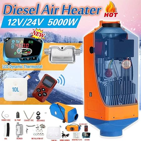 Amazon Steman Net 軽油カーヒーター 車載暖房 軽油ヒーター 12v24v 5kw Lcdスクリーン付き エアパーキングヒーター 車載ファンヒーター ディーゼル車用 大容量 省エネ エアヒーター 船舶 トラック バン キャンピングカー バスに適用 除雪 除霜 ガラス凍結防止 一体式